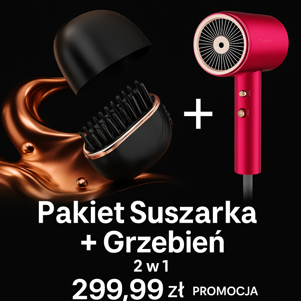 „Pakiet Suszarka + Grzebień 2w1”.
